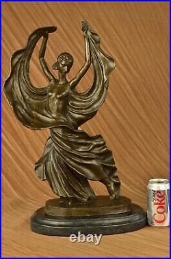 100% Solide Bronze Flamenco Danseuse Sculpture Style Art Nouveau Figurine Décor