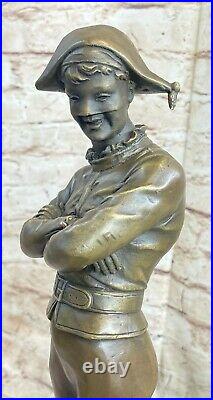 100% Solide Bronze Style Art Nouveau Escarpin Bouffon Clown Sculpture Figure
