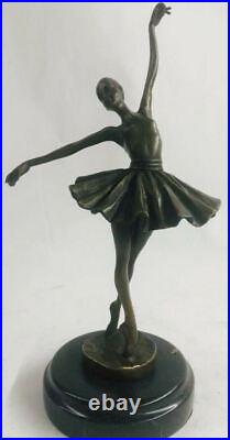 12 Haut Femme Ballerine Ballet Bronze Sculpture Statue Art Nouveau Noir Swan