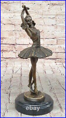 13 Haut Femme Ballerine Ballet Bronze Sculpture Statue Art Nouveau Noir Cygne