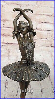 13 Haut Femme Ballerine Ballet Bronze Sculpture Statue Art Nouveau Noir Cygne