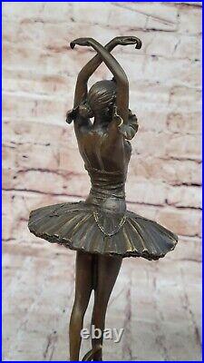 13 Haut Femme Ballerine Ballet Bronze Sculpture Statue Art Nouveau Noir Cygne