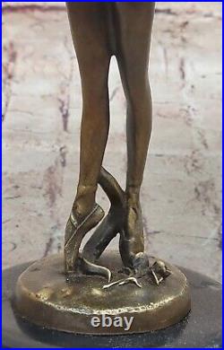 13 Haut Femme Ballerine Ballet Bronze Sculpture Statue Art Nouveau Noir Cygne