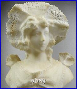 1880/1900 Castelli Sprb Buste Statue Sculpture Albatre Marbre Art Nouveau Femme
