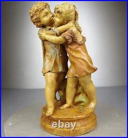 1880/1900 Laure Martin Statue Sculpture Epoque Art Nouveau Terre Cuite Enfants