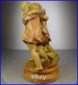 1880/1900 Laure Martin Statue Sculpture Epoque Art Nouveau Terre Cuite Enfants