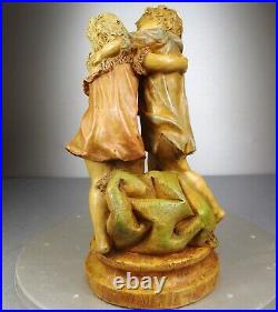 1880/1900 Laure Martin Statue Sculpture Epoque Art Nouveau Terre Cuite Enfants