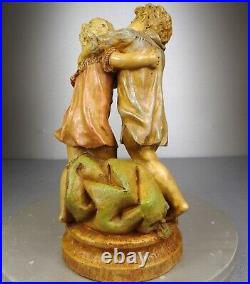 1880/1900 Laure Martin Statue Sculpture Epoque Art Nouveau Terre Cuite Enfants