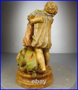 1880/1900 Laure Martin Statue Sculpture Epoque Art Nouveau Terre Cuite Enfants