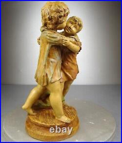 1880/1900 Laure Martin Statue Sculpture Epoque Art Nouveau Terre Cuite Enfants