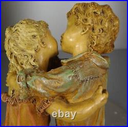 1880/1900 Laure Martin Statue Sculpture Epoque Art Nouveau Terre Cuite Enfants