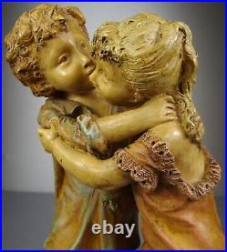 1880/1900 Laure Martin Statue Sculpture Epoque Art Nouveau Terre Cuite Enfants