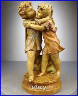 1880/1900 Laure Martin Statue Sculpture Epoque Art Nouveau Terre Cuite Enfants