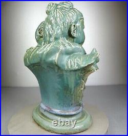 1880/1920 Statue Sculpture Buste Art Nouveau Deco Ceramique Faïence Enfant Signe