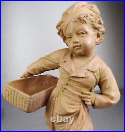 1880 XIXème CHARLES LEVY STATUE SCULPTURE TERRE CUITE MITRON ART NOUVEAU ENFANT