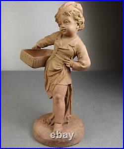 1880 XIXème CHARLES LEVY STATUE SCULPTURE TERRE CUITE MITRON ART NOUVEAU ENFANT