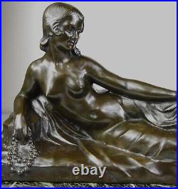 1900 A Foretay Rare Grd Statue Sculpture Art Nouveau/deco Bronze Femme Nue Singe