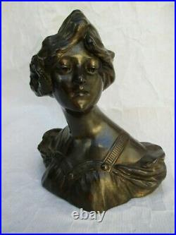 1900 sculpture BUSTE FEMME ART NOUVEAU Gustave Van Vaerenbergh 1873 1927
