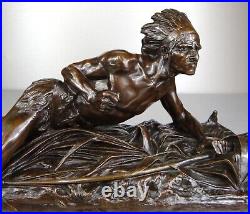 1913/20 Edouard Drouot Grd Rare Statue Sculpture Bronze Art Nouveau Deco Indien