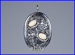 900 Argent Style Ancien Taille XXL Art Nouveau Pendentif Avec Sculpture