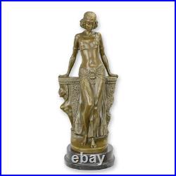 9934239 Bronze Sculpture Égyptien Danseuse Art Nouveau H 38 CM