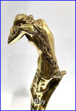 A. Clerget Femme Grand Cachet Art Nouveau Bronze Doré Signé+cachet Fondeur