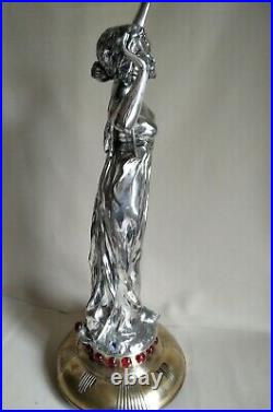 A. GORY ca1900 Authentique Sculpture Art Nouveau en Bronze argenté 72 cm signée