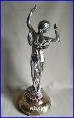 A. GORY ca1900 Authentique Sculpture Art Nouveau en Bronze argenté 72 cm signée