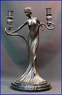 AA superbe statue sculpture Bronze art nouveau bougeoir 5.5kg40cm très déco