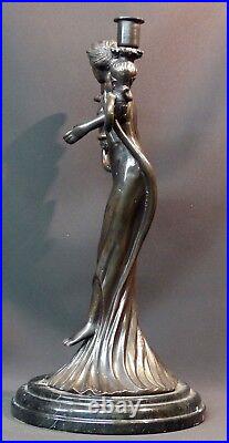 AA superbe statue sculpture Bronze art nouveau bougeoir 5.5kg40cm très déco