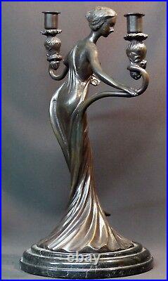 AA superbe statue sculpture Bronze art nouveau bougeoir 5.5kg40cm très déco