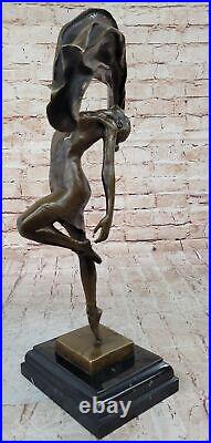 Aldo Vitaleh Original Style Art Nouveau Drapeau Danseuse Bronze Sculpture Art Nr