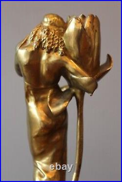 Alexandre CLERGET & Siot Decauville Bougeoir Iris Bronze art nouveau signe