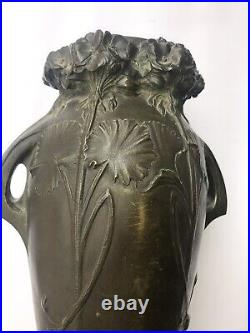 Ancien Vase Bronze Art Nouveau Signé MOREAU