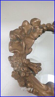 Ancien miroir main mural bronze sculpture nymphe art nouveau 1900 jugendstil