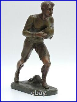 Ancien statue sculpture régule sport RUGBY 1900 Art Nouveau H. FUGERE 34 cm