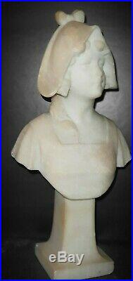 Ancienne Statue Sculpture Statuette Jeune Fille Femme Marbre Art Deco Nouveau 27