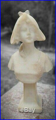 Ancienne Statue Sculpture Statuette Jeune Fille Femme Marbre Art Deco Nouveau 27