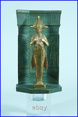 Ancienne sculpture Osiris Art Nouveau hiéroglyphe bronze Egypte signée Willy