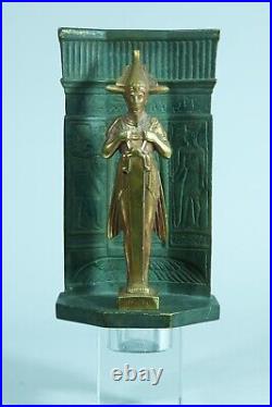 Ancienne sculpture Osiris Art Nouveau hiéroglyphe bronze Egypte signée Willy