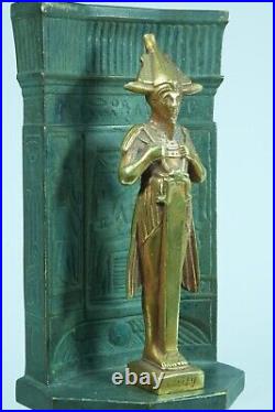 Ancienne sculpture Osiris Art Nouveau hiéroglyphe bronze Egypte signée Willy