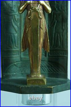 Ancienne sculpture Osiris Art Nouveau hiéroglyphe bronze Egypte signée Willy