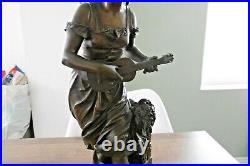 Ancienne sculpture statue en bronze La Cigale signée Bouret art nouveau