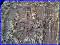 Antique Art Nouveau Européen Bronze Relief Mur Plaque Sculpture Artwork Pologne
