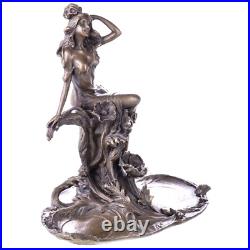 Antique Figure en bronze Art Nouveau de femme sur des nénuphars