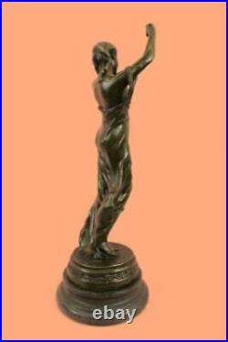 Antique Style Français J. La Bronze Marbre Art Déco Nouveau Sculpture Maiden
