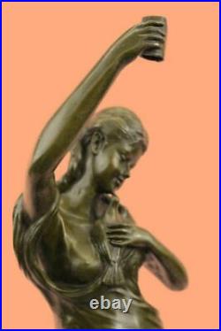 Antique Style Français J. La Bronze Marbre Art Déco Nouveau Sculpture Maiden