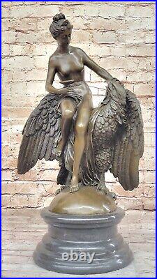 Après Buhot Vierge Avec Aigle Bronze Style Art Nouveau Statue pour Solde