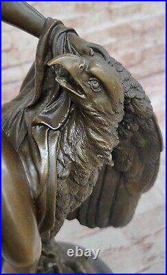 Après Buhot Vierge Avec Aigle Bronze Style Art Nouveau Statue pour Solde