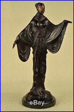 Art Déco Bronze Marbre Ziegfeld Dancer Showgirl Couture Mode Statue Sculpture